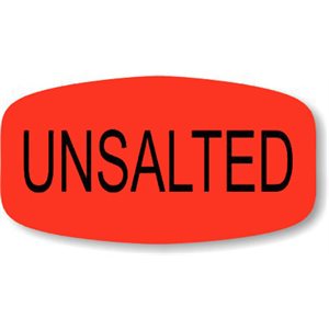Label - Unsalted Black On Red Short Oval 1000/Roll