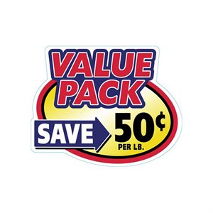 Label - Value Pack Save 50¢ Yellow/Red/Blue/Black 2.4x3.0 In. Special 500/Roll