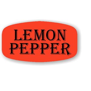 Label - Lemon Pepper Black On Red Short Oval 1000/Roll