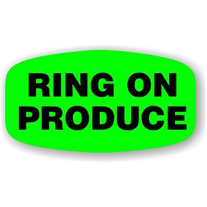 Label - Ring On Produce Black On Green Short Oval 1000/Roll