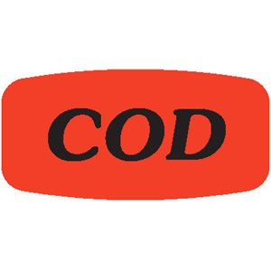 Label - COD Black On Red Short Oval 1000/Roll