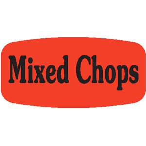 Label - Mixed Chops Black On Red Short Oval 1000/Roll