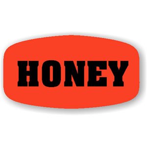 Label - Honey Black On Red Short Oval 1000/Roll