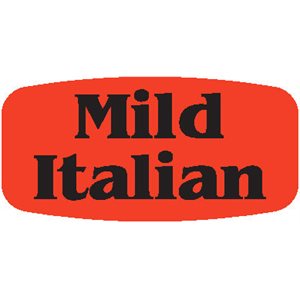 Label - Mild Italian Black On Red Short Oval 1000/Roll