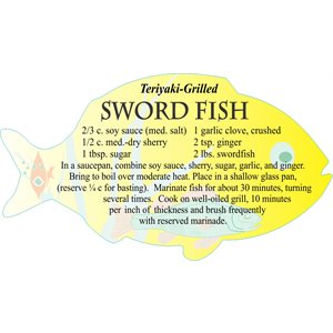Label - Sword Fish (Teriyaki-Grilled) 4 Color Process 1.75x3.125 In. Fish Shape 250roll