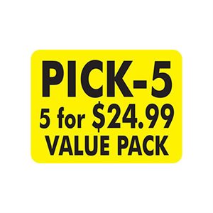 Label - Pick-5 / 5 For $24.99 Value Pack Black/Yellowlow 1.5x2 In. 500/rl