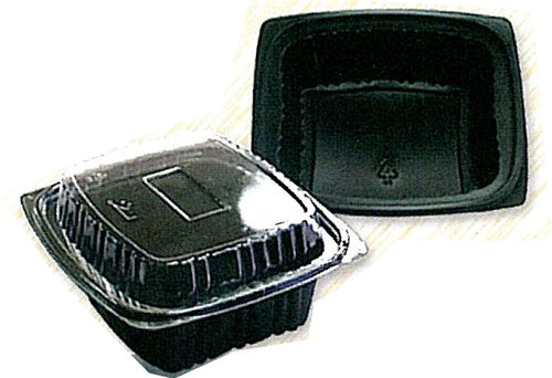 Black Rectangular Microwavable Tray 24 Oz. 1 Compartment 300/Case