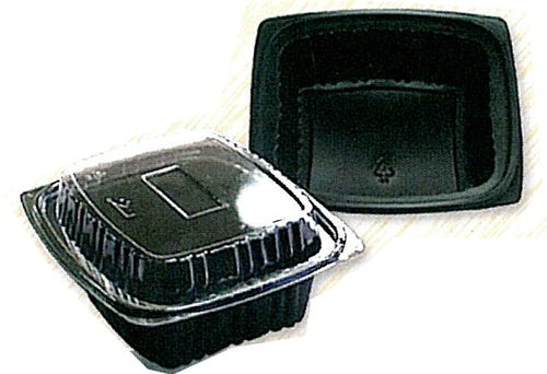 Black Rectangular Microwavable Tray 16 Oz. 1 Compartment 300/Case