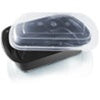 Black Plastic Tray 32 Oz. 2 Compartment 150/Case