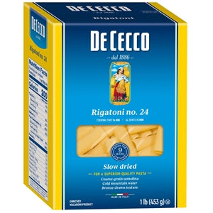 De Cecco Rigatoni-1 lb.-12/Case MPN# VSS0024 – Round Eye Supply