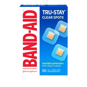 Band Aid Tru-Stay Clear Spots Bandages Box-50 Count-5/Box-4/Case