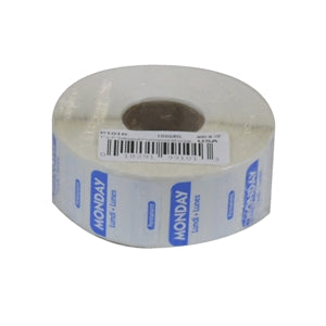 National Checking 1 Inch X 1 Inch Trilingual Blue Monday Permanent Label-1000 Each