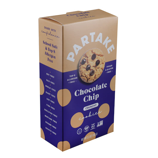 Partake Foods Crunchy Chocolate Chip Cookies-5.5 oz.-6/Case