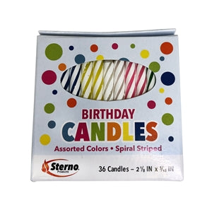Sterno Candle Lamp Spiral Stripe Birthday Candle-36 Count-12/Box-12/Case