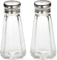 Tablecraft 3 oz. Square Salt And Pepper Stainless Steel Top Glass Shaker-24 Each-1/Case