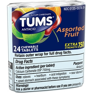 Tums Assorted Fruit Tablets-24 Each-12/Box-6/Case