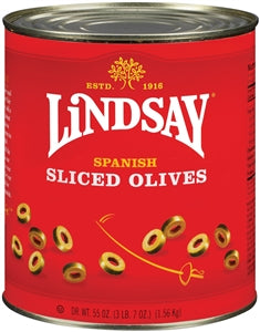 Lindsay Spanish Green No Pimento Imported Olives Canned-55 oz.-6/Case