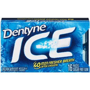 Dentyne Single Peppermint Ice Gum-16 Count-9/Box-18/Case
