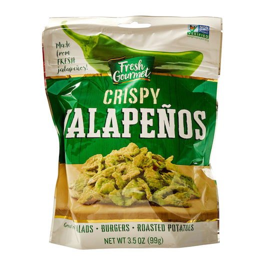 Fresh Gourmet Lightly Salted Crispy Jalapeno Salad Topping Bag-3.5 oz.-12/Case