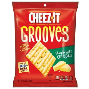 Cheez-It Grooves Sharp White Cheddar Crackers-3.25 oz.-6/Case