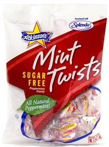 Mint Twists Candy Mini Twists Peg Bag Sugar Free-3.75 oz.-12/Case