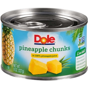 Dole Ez Open In 100% Juice Chunk Pineapple-8 oz.-12/Case
