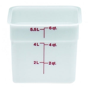 Cambro Camsquare 6 Quart Winter Rose Graduation Mark White Poly Container-1 Each