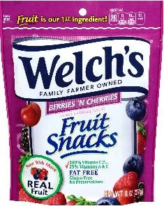 Welch's Berries 'N Cherries Resealable Fruit Snack-8 oz.-9/Case