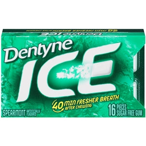 Dentyne Single Spearmint Ice Gum-16 Count-9/Box-18/Case