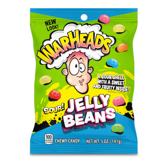 Warheads Sour Jelly Beans Peg Bag-5 oz.-12/Case