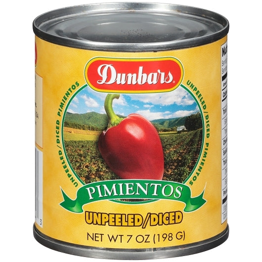 Dunbar Pimento Diced Red Unpeeled 7 oz.-1 Each-24/Case