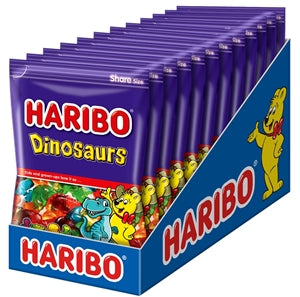 Haribo Dinosaur Gummy Candy Peg Bag-8 oz.-10/Case