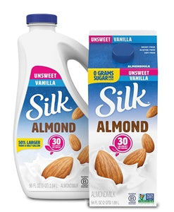 Silk Unsweetened Vanilla Almond Beverage-1 Quart-6/Case