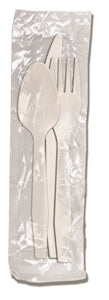 D & W Fine Pack Senate Fork-Knife-And Teaspoon Individually Wrapped White Cutlery Kit-250 Each-250/Box-1/Case