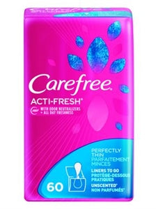 Carefree Pantiliner Thin Unscented-60 Count-8/Case