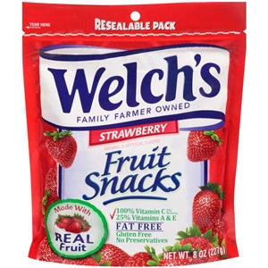 Welch's Fruit Snacks Strawberry Resealable-8 oz.-9/Case