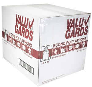 Valugards Apron Economy Poly White Embossed Light Duty 28X46-100 Each-100/Box-10/Case