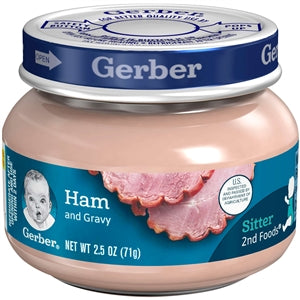 Gerber 2Nd Foods Ham And Gravy Puree Baby Food Jar-2.5 oz.-10/Case
