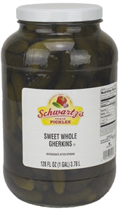 Schwartz's Sweet 171 To 184 Count Pickle Gherkin Bulk-1 Gallon-4/Case