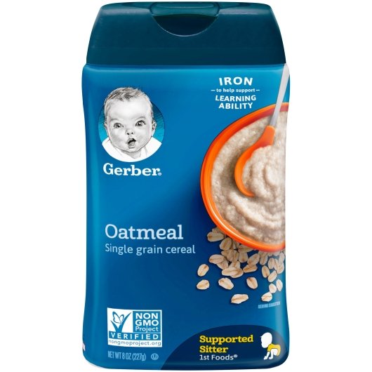 Gerber Grain & Grow Non-Gmo Whole Grain Oatmeal Cereal Baby Food Carton With Iron-8 oz.-3/Box-2/Case