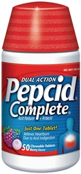 Pepcid Complete Acid Reducer Berry Chewable Tablets-50 Count-3/Box-12/Case