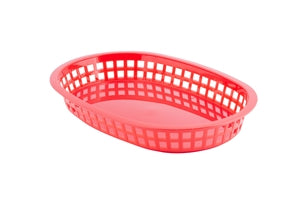 Tablecraft 10.5 Inch X 7 Inch X 1.5 Inch Red Plastic Oval Basket-36 Each-1/Case