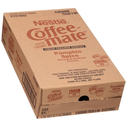 Coffee Mate Pumpkin Spice Flavor Liquid Coffee Creamer Single Serve-18.7 fl oz.-4/Case