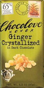 Chocolove Ginger Dark Chocolate Bar-3.2 oz.-12/Box-12/Case