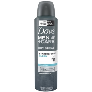 Dove Men+Care Dry Spray Stain Defense Clean Antiperspirant-3.8 fl oz.-3/Box-4/Case