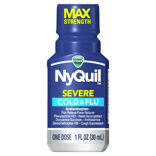 Vicks Nyquil Severe Multi Sympton-1 fl oz.s-8/Box-4/Case