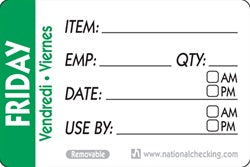 National Checking 2X3 Trilingual Item-Date-Use By Friday Green-500 Each