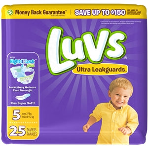 Luvs Diaper Jumbo Pack- Size 5-25 Count-4/Case