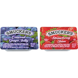 Smucker's Assortment #3 100 Strawberry Jam And 100 Grape Jelly-0.5 oz.-200/Case