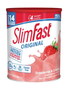 Slimfast Strawberries & Cream Meal Replacement Drink Mix-12.83 oz.-3/Case